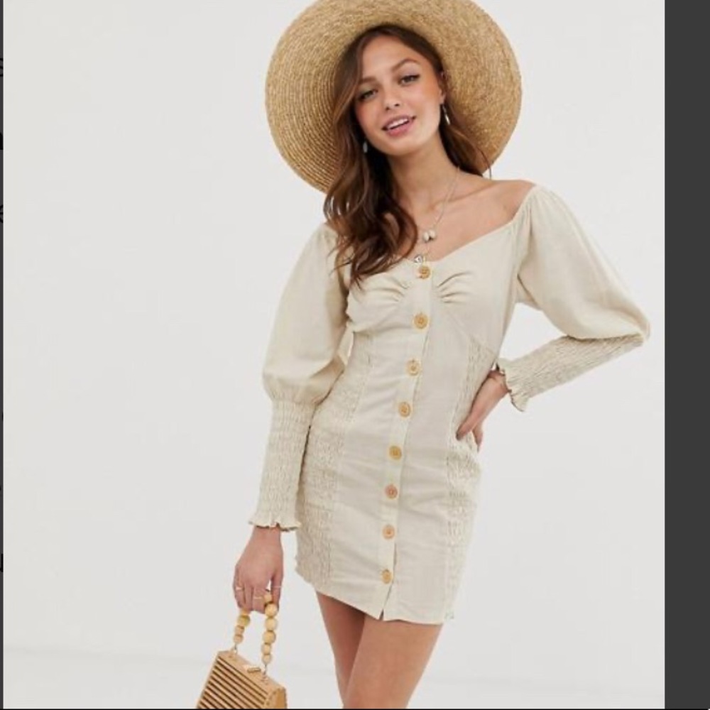 *NEW w/ TAGS* Linen ASOS shirred ruched mini